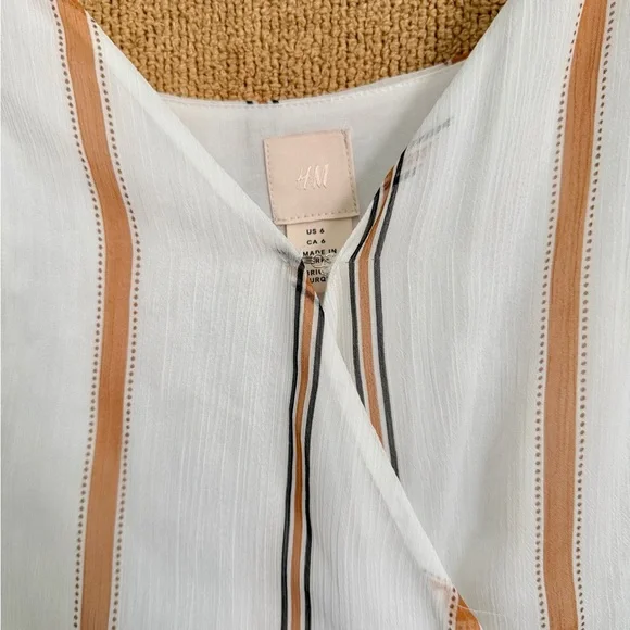 H&M Ivory Maxi Dress with Tan Stripes size 6 - Picture 6 of 16